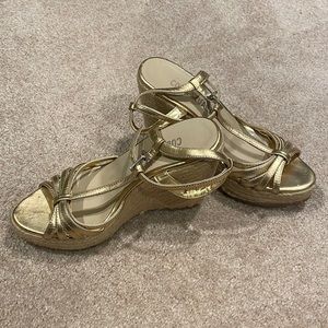 Colin Stuart Gold Espadrille Wedges